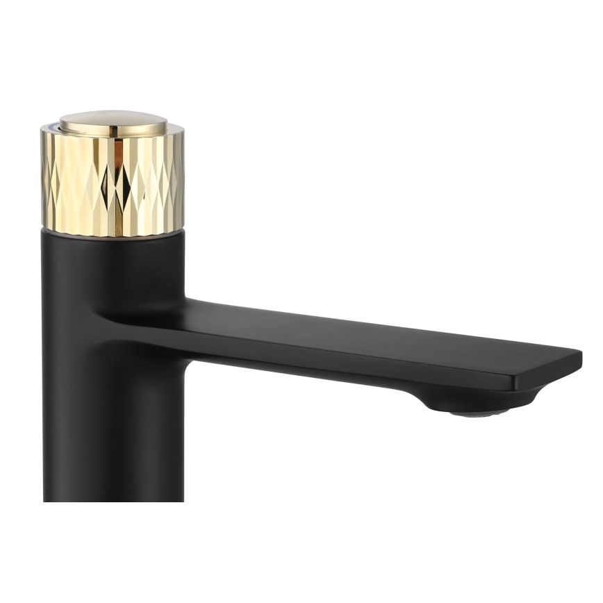 REA-B9987 - Tvättställsblandare STORM 16,5 cm svart/guld