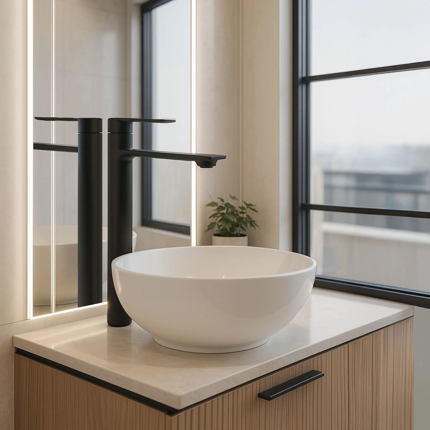 REA-B9988 - Tvättställsblandare STORM 29,5 cm matt svart