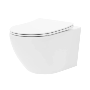 REA-C1259 - Vägghängd toalettstol med sits CARLO MINI TORNADO RIMLESS keramik/blank vit