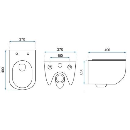 REA-C1400 - Vägghängd WC med sits CARTER RIMLESS keramik/vit
