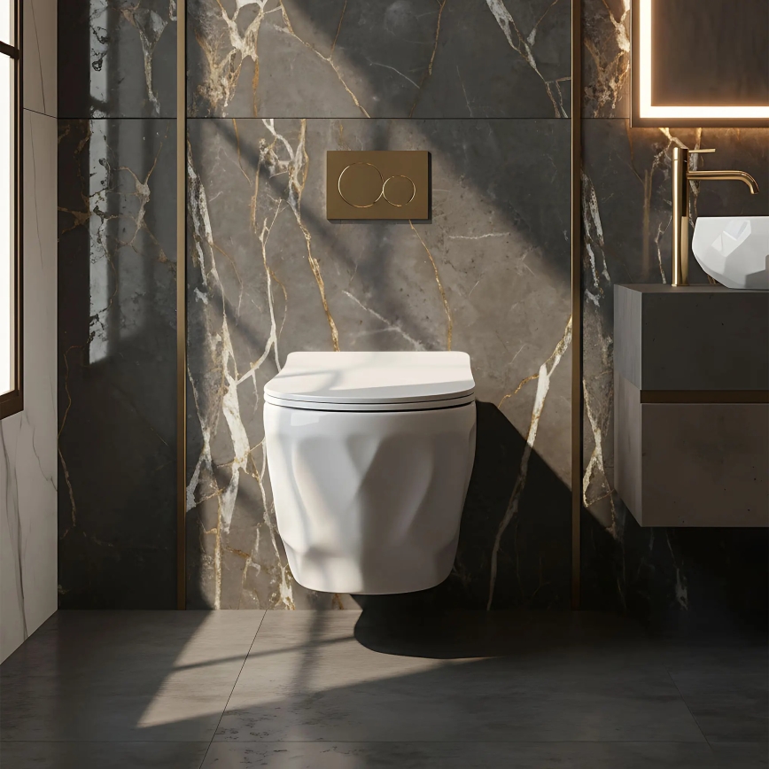 REA-C1652 - Vägghängd WC med sits GUSTAVO RIMLESS keramik/vit