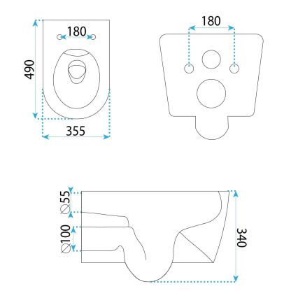 REA-C1652 - Vägghängd WC med sits GUSTAVO RIMLESS keramik/vit