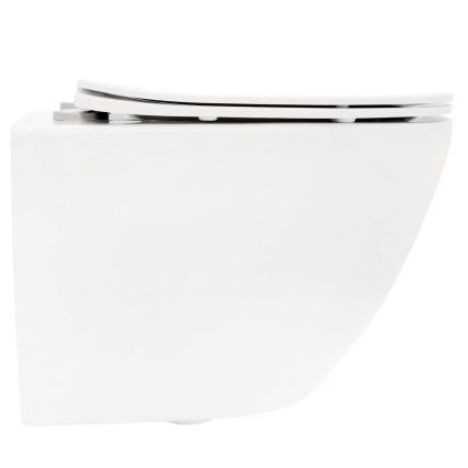 REA-C2760 - Vägghängd toalett med sits CARLO FLAT MINI RIMLESS keramik/blank vit