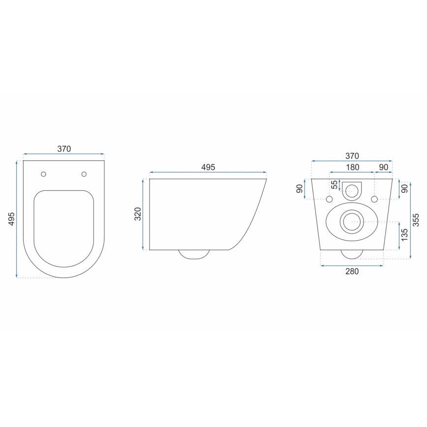 REA-C2760 - Vägghängd toalett med sits CARLO FLAT MINI RIMLESS keramik/blank vit