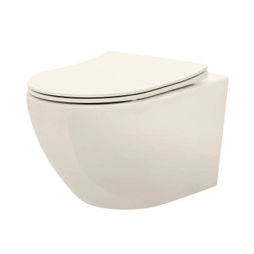REA-C5500 - Vägghängt WC med sits CARLO MINI TORNADO RIMLESS keramik/krämfärgad