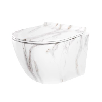 REA-C6390 - Vägghängd toalett med sits CARTER TORNADO RIMLESS keramik/stenimitation
