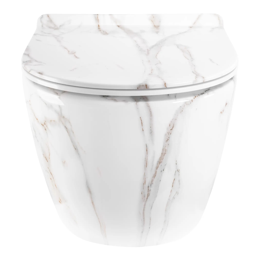 REA-C6390 - Vägghängd toalett med sits CARTER TORNADO RIMLESS keramik/stenimitation