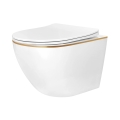 REA-C6806 - Vägghängd WC med sits CARLO MINI TORNADO RIMLESS keramik/vit/guld