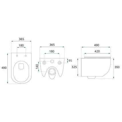 REA-C6806 - Vägghängd WC med sits CARLO MINI TORNADO RIMLESS keramik/vit/guld