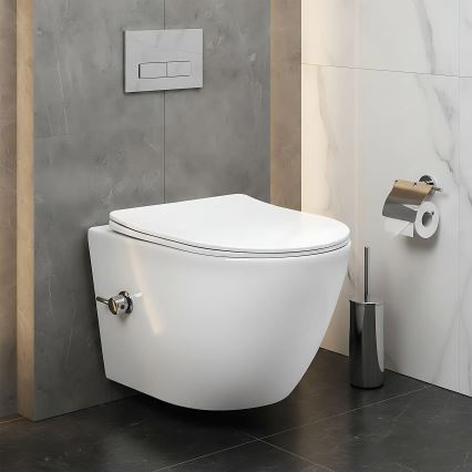 REA-C9701 - Väggmonterad WC med bidetdusch och toalettsits CARLO LUX keramik/vit
