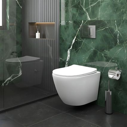 REA-C9701 - Väggmonterad WC med bidetdusch och toalettsits CARLO LUX keramik/vit