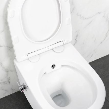 REA-C9701 - Väggmonterad WC med bidetdusch och toalettsits CARLO LUX keramik/vit