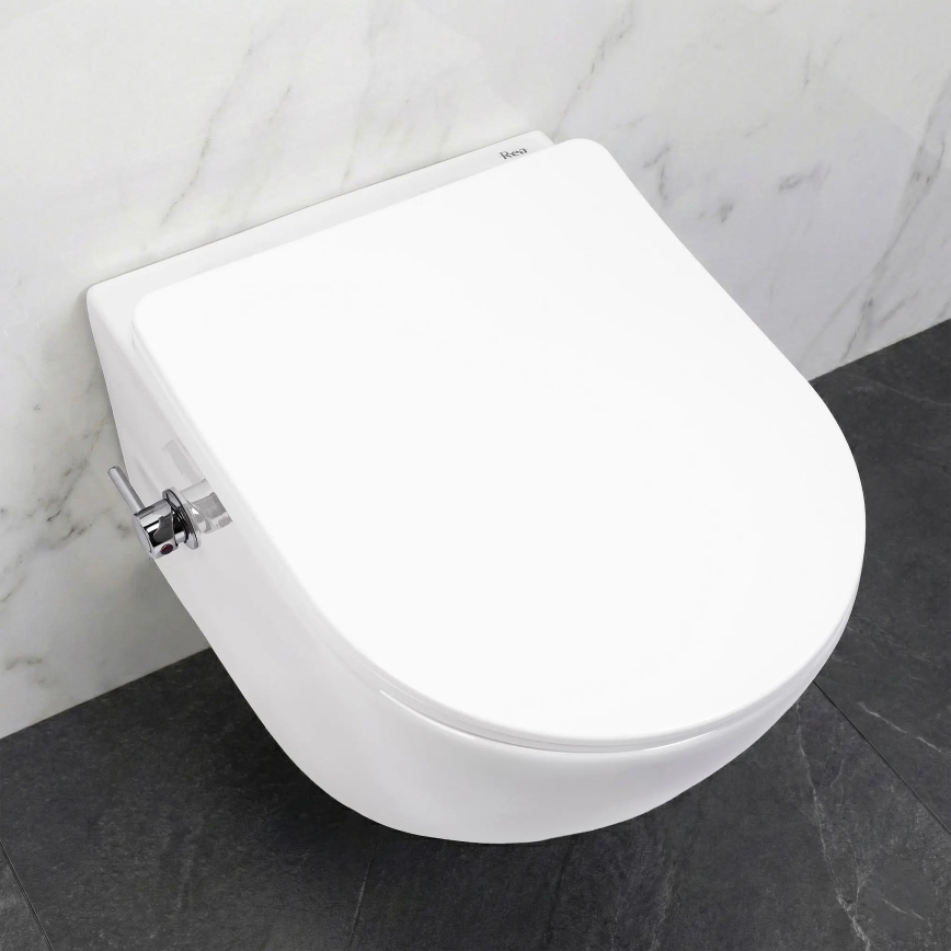 REA-C9701 - Väggmonterad WC med bidetdusch och toalettsits CARLO LUX keramik/vit