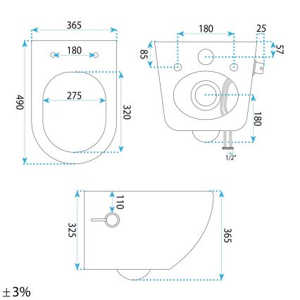 REA-C9701 - Väggmonterad WC med bidetdusch och toalettsits CARLO LUX keramik/vit