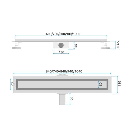 REA-G2703 - NEOX PRO avloppsränna 80 cm, rostfritt stål / borstad guld