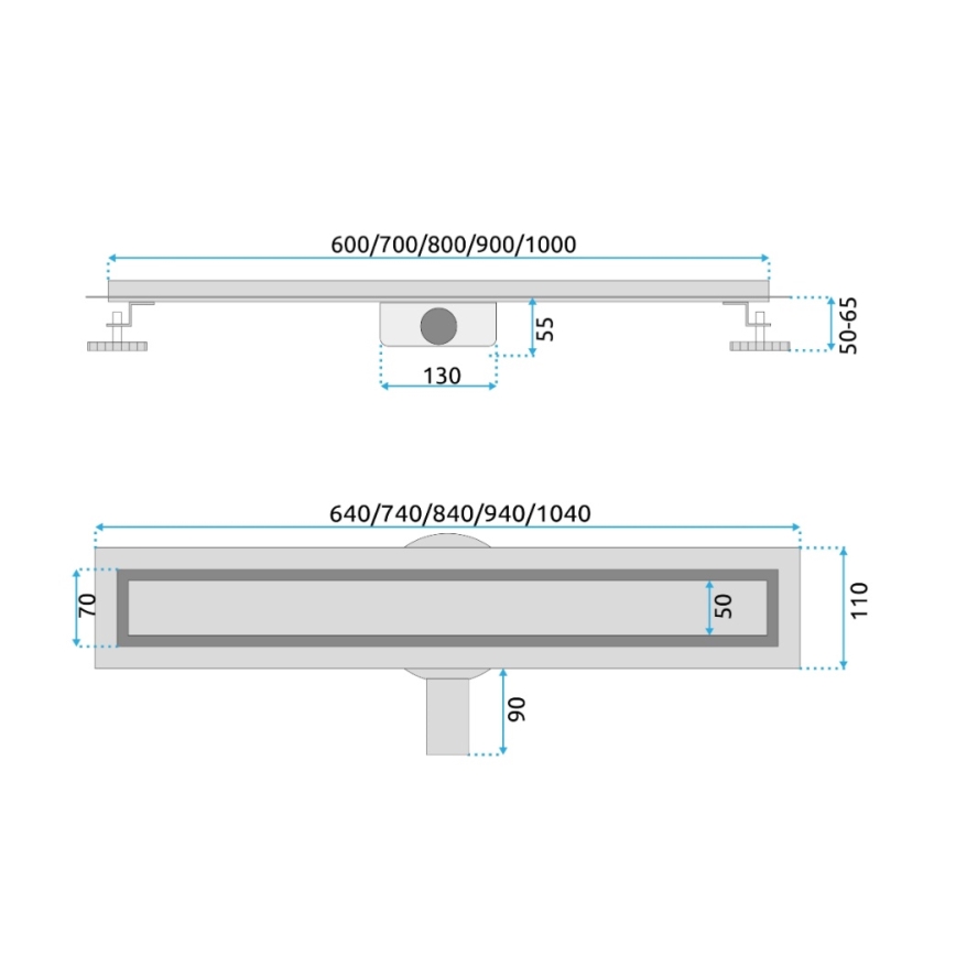 REA-G2703 - NEOX PRO avloppsränna 80 cm, rostfritt stål / borstad guld