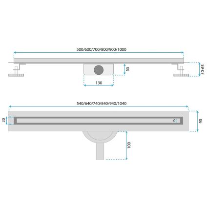 REA-G2714 - Avloppsränna NEOX SLIM 70 cm rostfritt stål/borstad guld