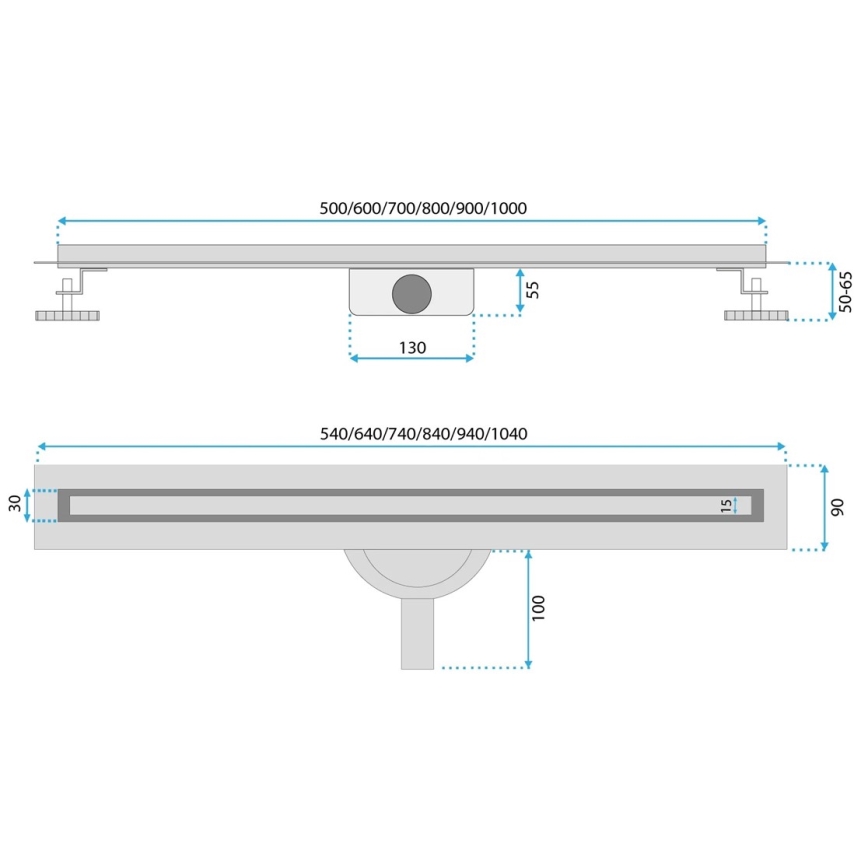 REA-G2714 - Avloppsränna NEOX SLIM 70 cm rostfritt stål/borstad guld