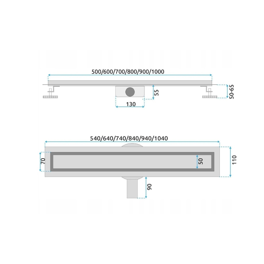 REA-G5807 - Avloppsränna NEOX PRO 60 cm i rostfritt stål