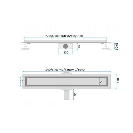 REA-G5808 - Avloppsränna NEOX PRO 70 cm i rostfritt stål
