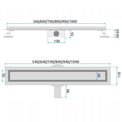 REA-G5810 - Avloppsränna NEOX PRO 90 cm nickel