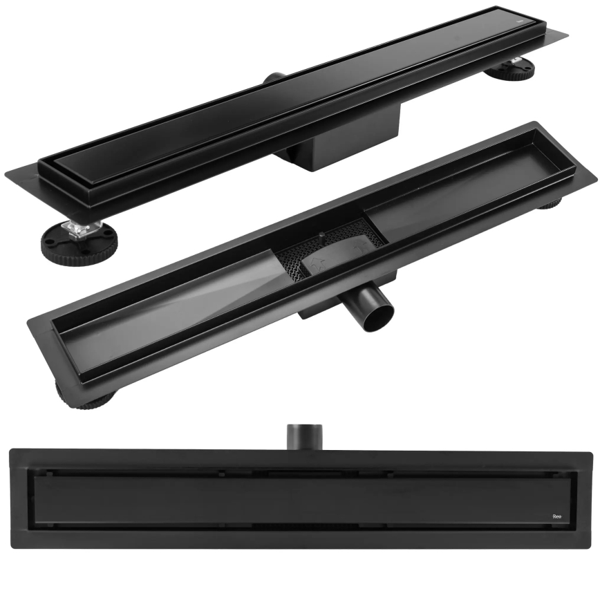 REA-G6605 - PURE NEOX avloppsränna 100 cm matt svart