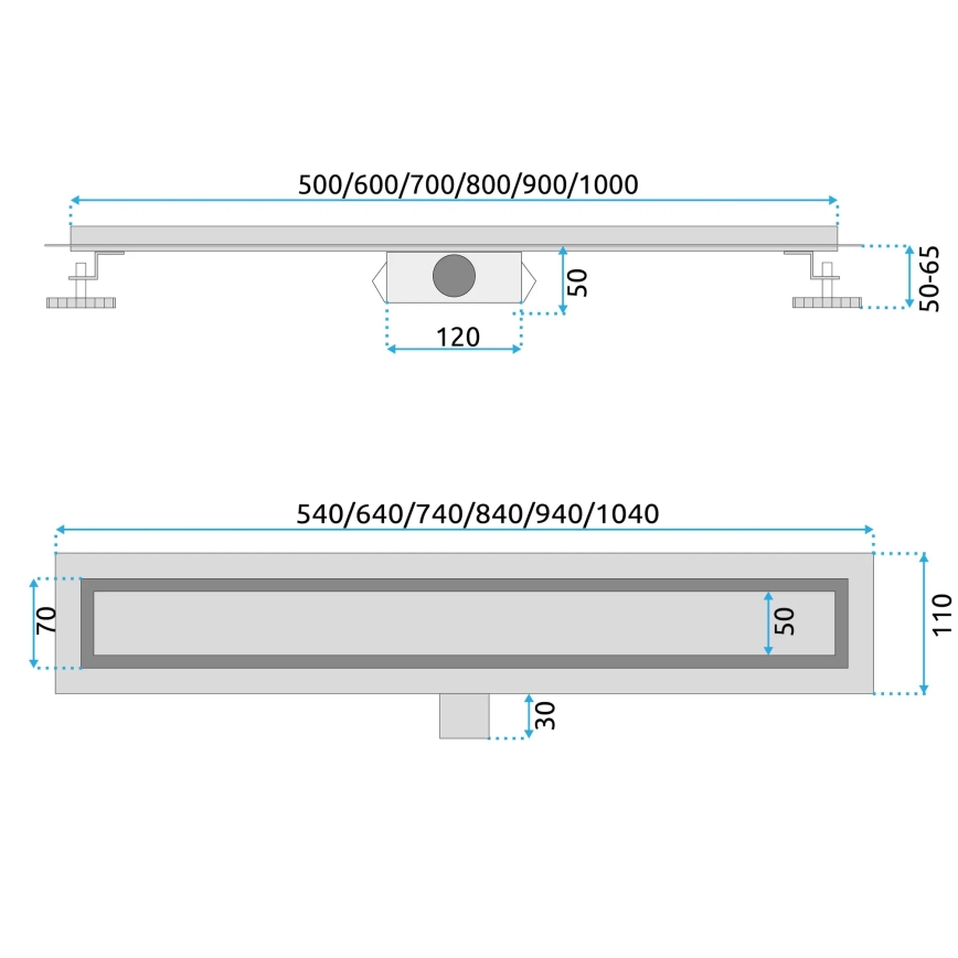 REA-G6605 - PURE NEOX avloppsränna 100 cm matt svart