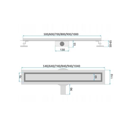 REA-G7803 - NEOX PRO avloppsränna 80 cm i rostfritt stål/svart