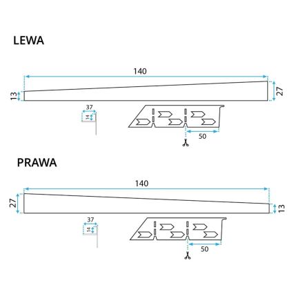 REA-K3218 - Lutningsprofil 140 cm svart