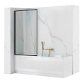 REA-K7632 - Rörlig badkarsvägg LAGOS 140 x 70 cm svart/klart glas
