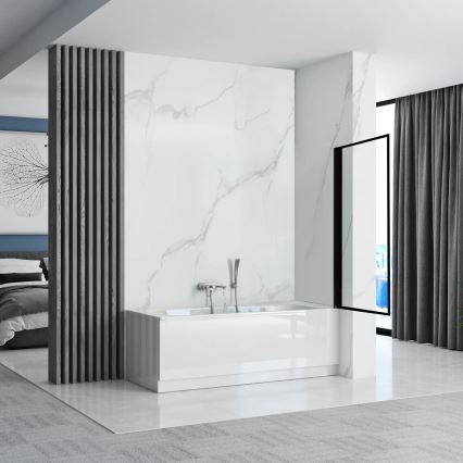 REA-K7632 - Rörlig badkarsvägg LAGOS 140 x 70 cm svart/klart glas
