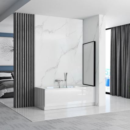 REA-K7632 - Rörlig badkarsvägg LAGOS 140 x 70 cm svart/klart glas