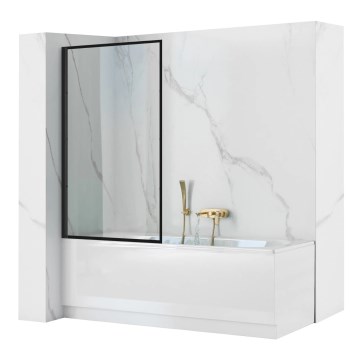 REA-K7633 - Vikbar badkarsvägg LAGOS 140x80 cm svart/klar