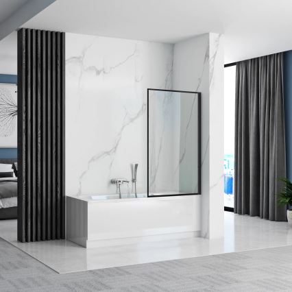 REA-K7633 - Vikbar badkarsvägg LAGOS 140x80 cm svart/klar