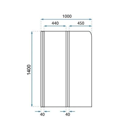 REA-K9777 - Hopfällbar badkarsvägg AGAT 140x100 cm borstad guld/klar glas