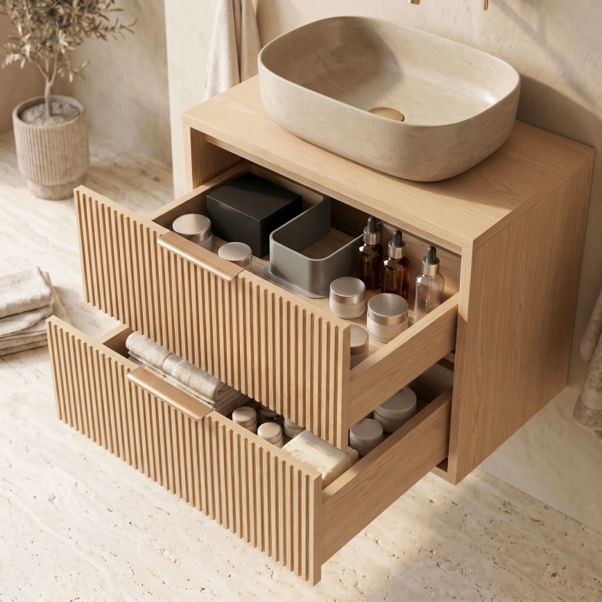 REA-M0408 - Vägghängt underskåp för handfat MONO 60x47 cm beige