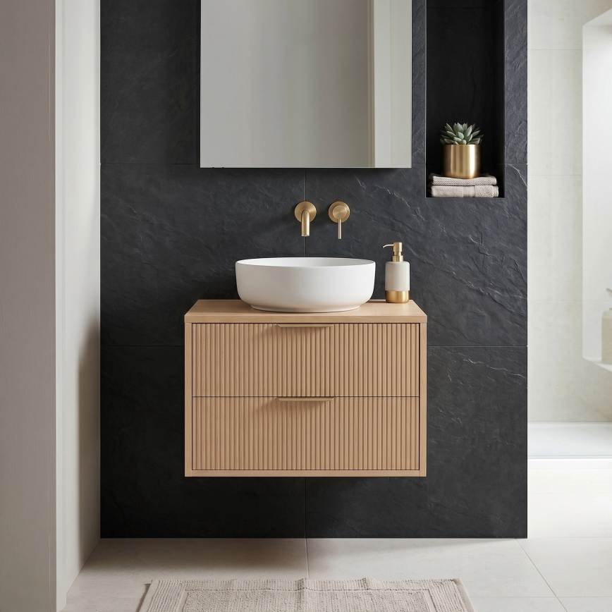 REA-M0408 - Vägghängt underskåp för handfat MONO 60x47 cm beige