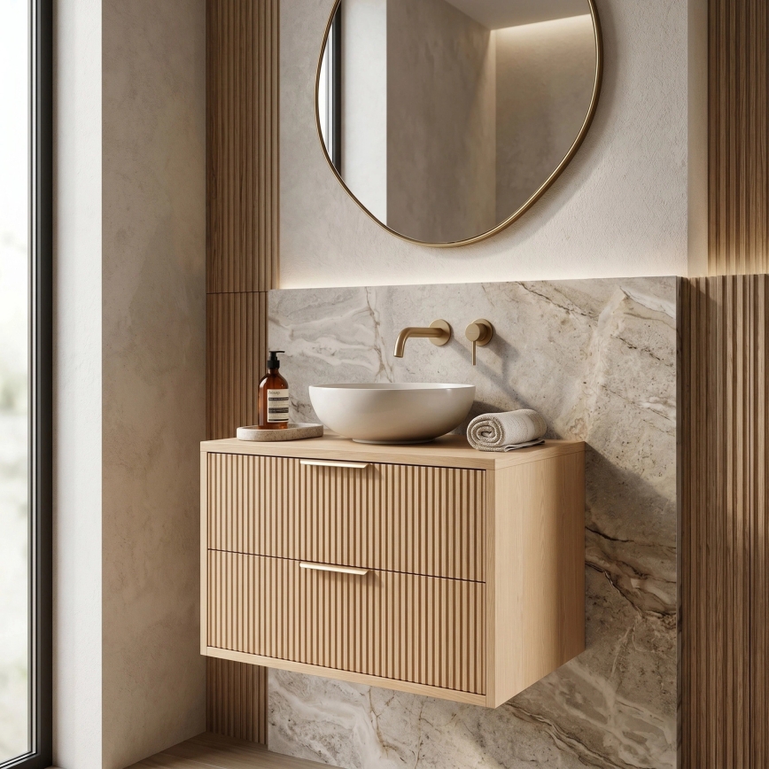 REA-M0408 - Vägghängt underskåp för handfat MONO 60x47 cm beige