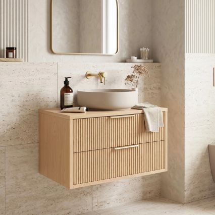 REA-M0409 - Vägghängt underskåp för handfat MONO 80x48,5 cm beige