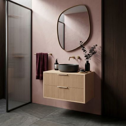 REA-M0409 - Vägghängt underskåp för handfat MONO 80x48,5 cm beige
