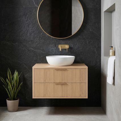 REA-M0409 - Vägghängt underskåp för handfat MONO 80x48,5 cm beige
