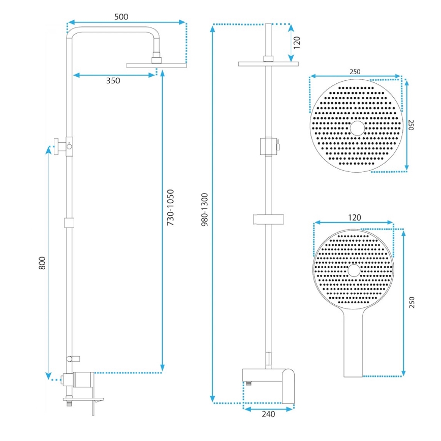 REA-P2400 - Duschset med AVALON-blandare i borstat guld