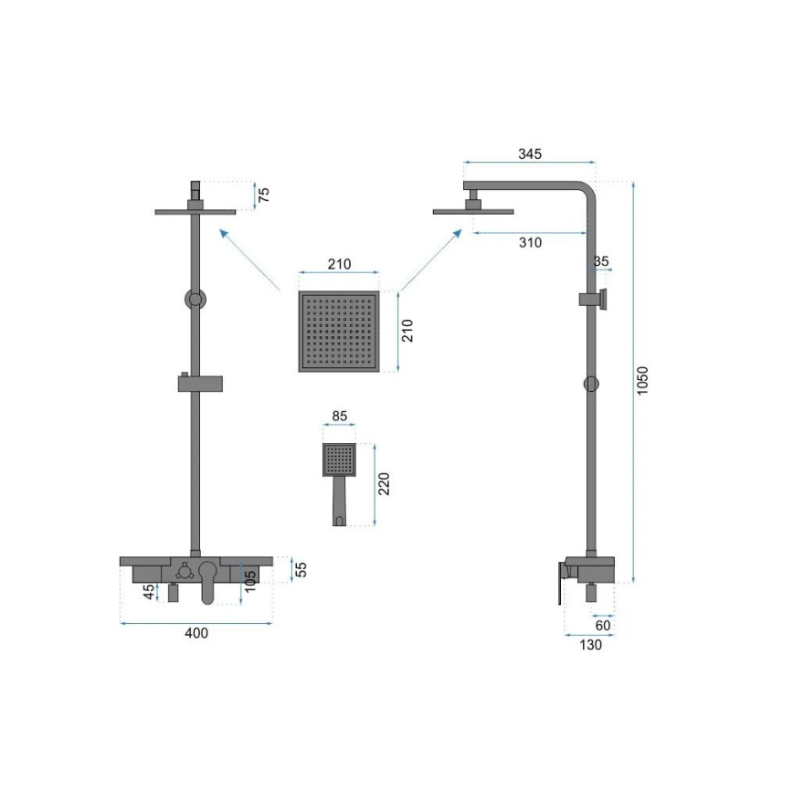REA-P4121 - Duschset med blandare BRAVO, borstad guldfinish