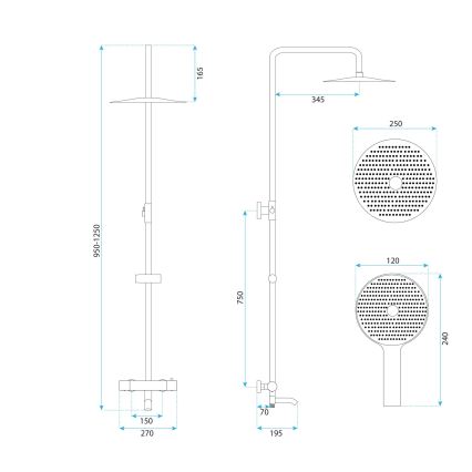 REA-P5961 - Duschset med termostatblandare LUNGO DIAMOND i polerad krom
