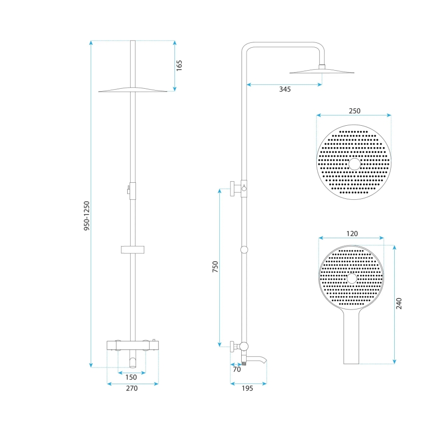 REA-P5961 - Duschset med termostatblandare LUNGO DIAMOND i polerad krom