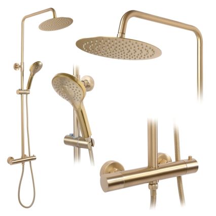 REA-P6602 - Duschset med termostatblandare VINCENT i borstad guld