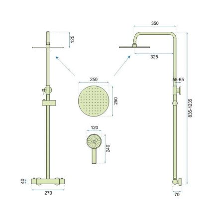 REA-P6602 - Duschset med termostatblandare VINCENT i borstad guld