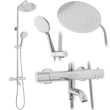 REA-P6607 - Duschset med termostatblandare LUNGO, polerat krom