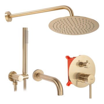 REA-P6609 - Duschset med infälld LUNGO-blandare, borstad guldfinish