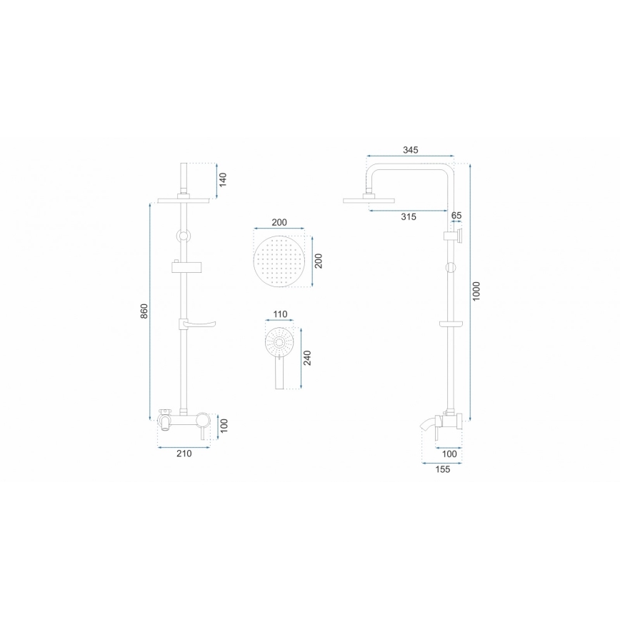REA-P7005 - Duschset LUIS, matt svart